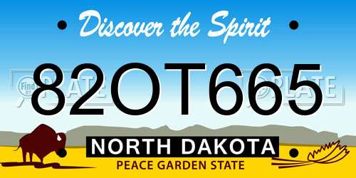 82OT665 North Dakota License Plate