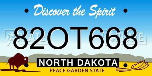 82OT668 North Dakota License Plate