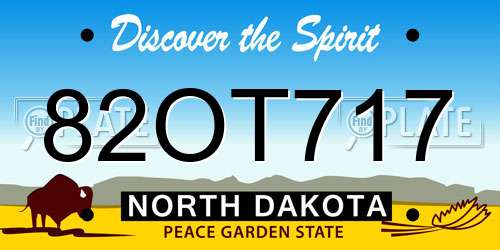82OT717 North Dakota License Plate