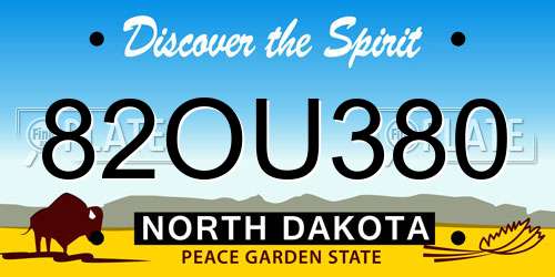 82OU380 North Dakota License Plate