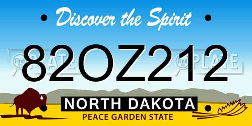 82OZ212 North Dakota License Plate