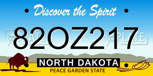 82OZ217 North Dakota License Plate