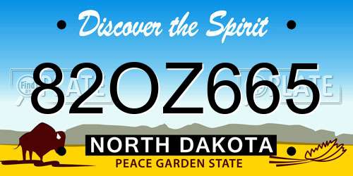 82OZ665 North Dakota License Plate