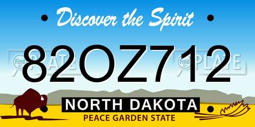 82OZ712 North Dakota License Plate