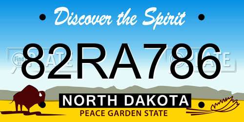 82RA786 North Dakota License Plate