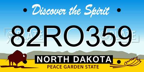 82RO359 North Dakota License Plate