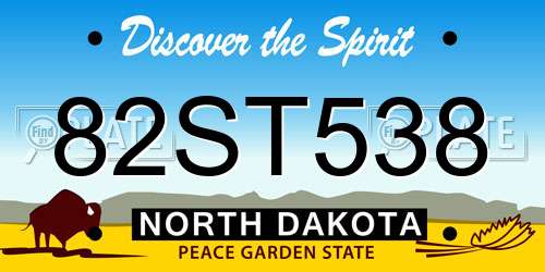 82ST538 North Dakota License Plate