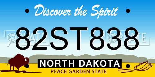 82ST838 North Dakota License Plate