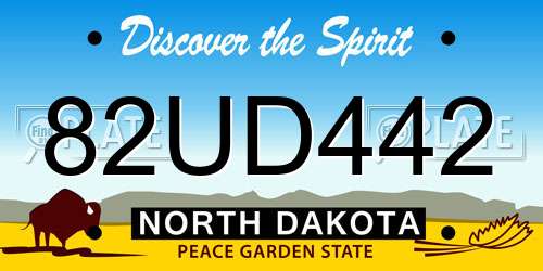 82UD442 North Dakota License Plate