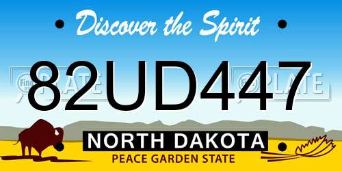 82UD447 North Dakota License Plate