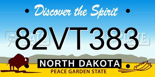 82VT383 North Dakota License Plate