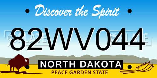 82WV044 North Dakota License Plate
