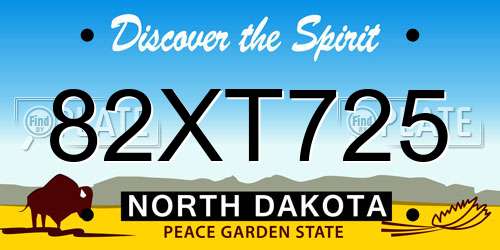82XT725 North Dakota License Plate
