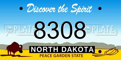 8308 North Dakota License Plate