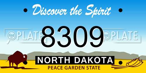 8309 North Dakota License Plate