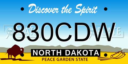 830CDW North Dakota License Plate