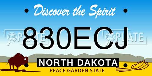 830ECJ North Dakota License Plate