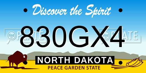 830GX4 North Dakota License Plate