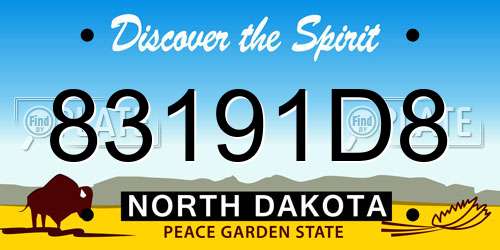 83191D8 North Dakota License Plate