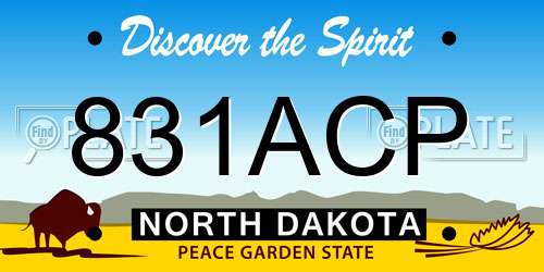 831ACP North Dakota License Plate