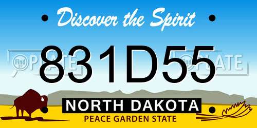 831D55 North Dakota License Plate