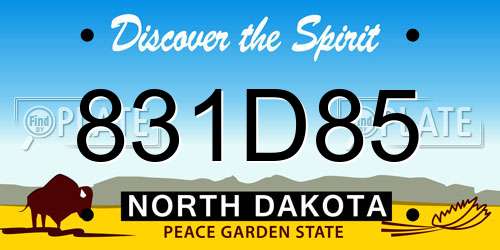 831D85 North Dakota License Plate