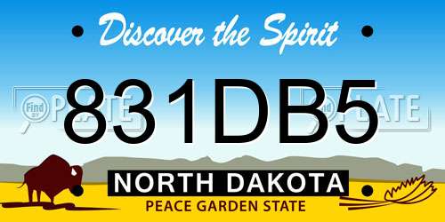 831DB5 North Dakota License Plate