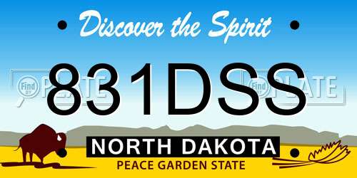 831DSS North Dakota License Plate