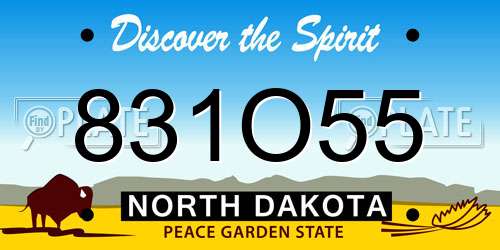 831O55 North Dakota License Plate