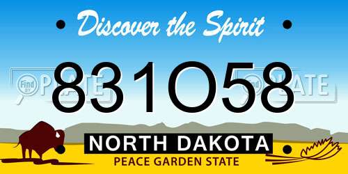 831O58 North Dakota License Plate
