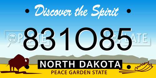 831O85 North Dakota License Plate