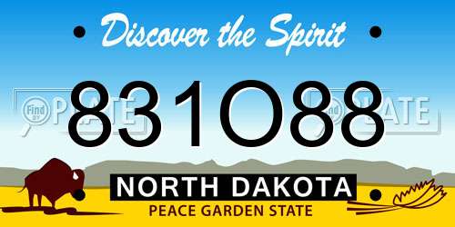 831O88 North Dakota License Plate