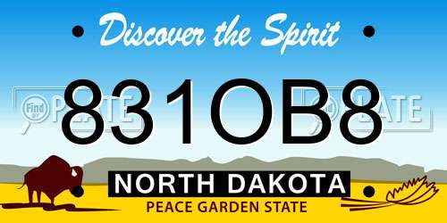 831OB8 North Dakota License Plate
