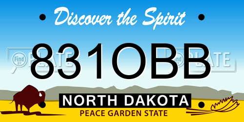831OBB North Dakota License Plate