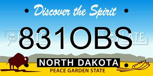 831OBS North Dakota License Plate