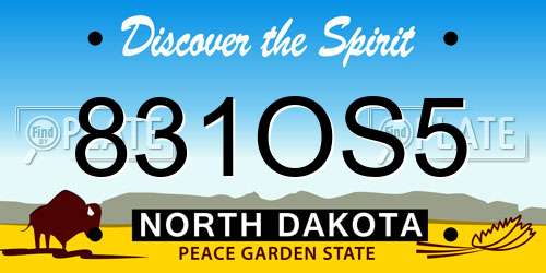831OS5 North Dakota License Plate