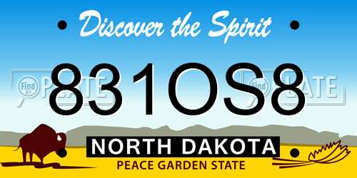 831OS8 North Dakota License Plate