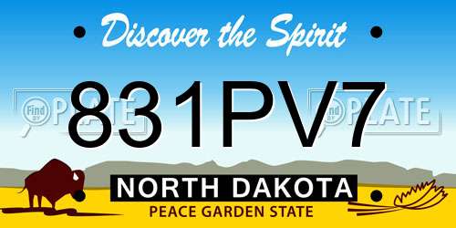 831PV7 North Dakota License Plate