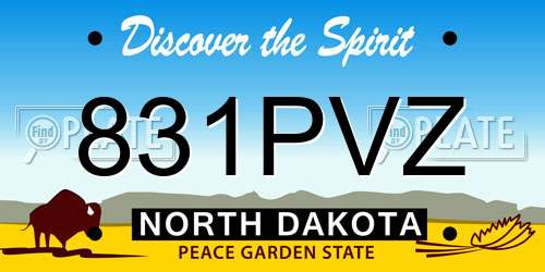 831PVZ North Dakota License Plate