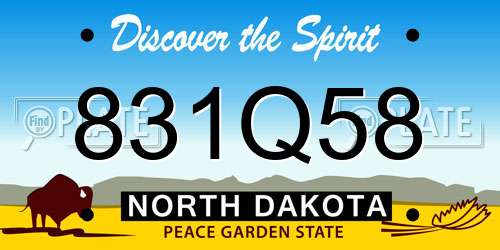 831Q58 North Dakota License Plate