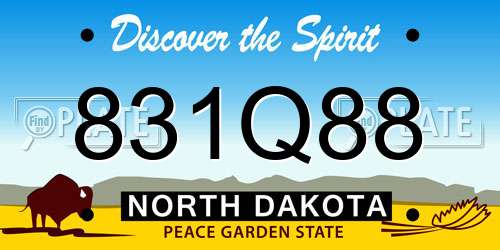 831Q88 North Dakota License Plate