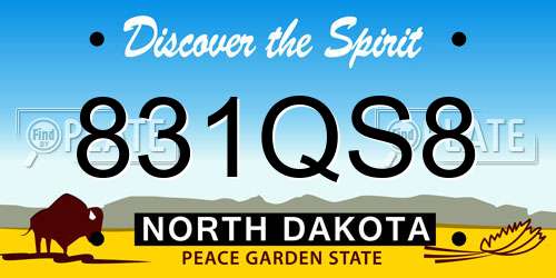 831QS8 North Dakota License Plate