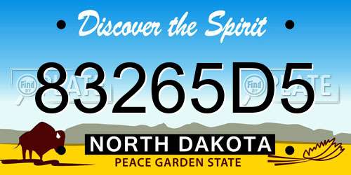 83265D5 North Dakota License Plate
