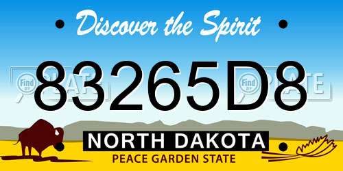 83265D8 North Dakota License Plate