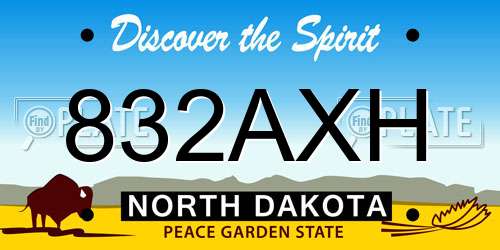 832AXH North Dakota License Plate
