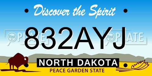 832AYJ North Dakota License Plate
