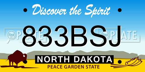 833BSJ North Dakota License Plate
