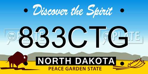 833CTG North Dakota License Plate