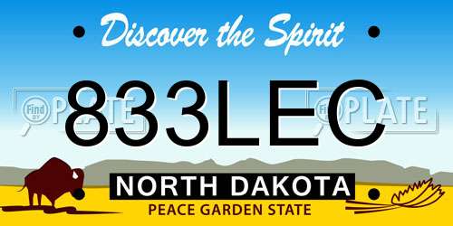 833LEC North Dakota License Plate
