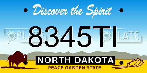 8345TI North Dakota License Plate